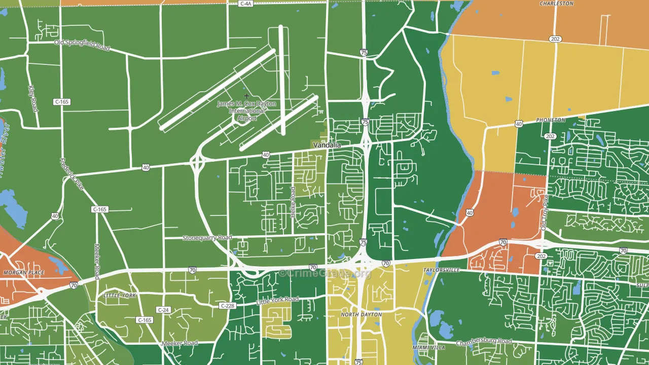 Vandalia, OH Map of Robbery Rates