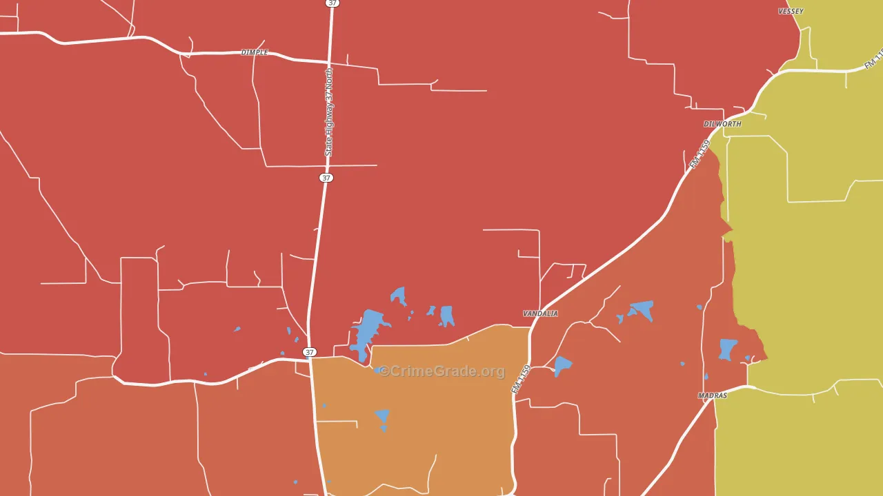 Vandalia, TX Map of Robbery Rates