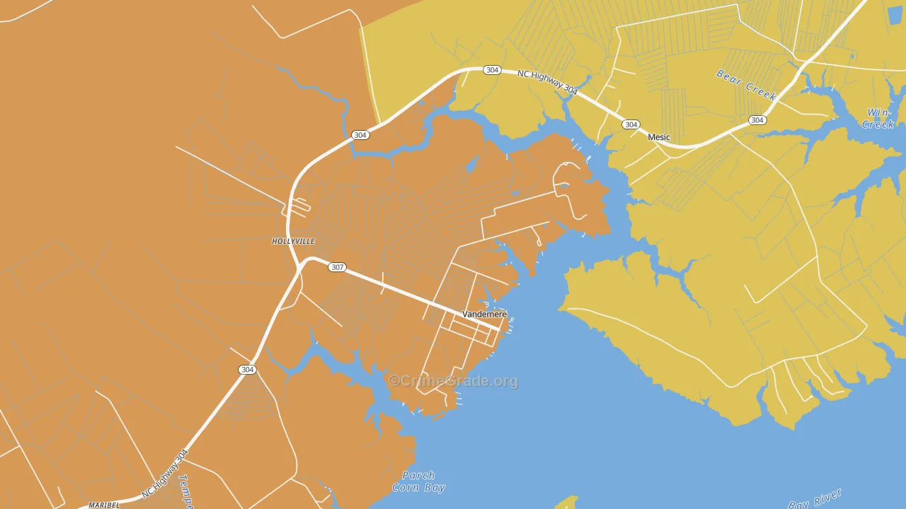 Vandemere, NC Map of Robbery Rates