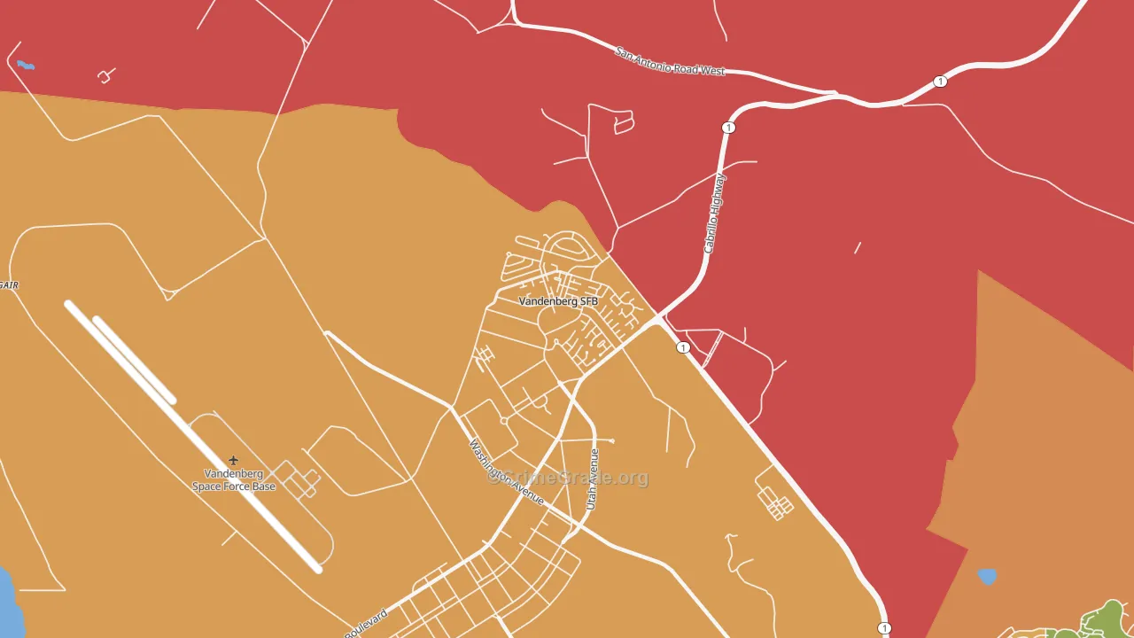 Vandenberg AFB, CA Map of Robbery Rates