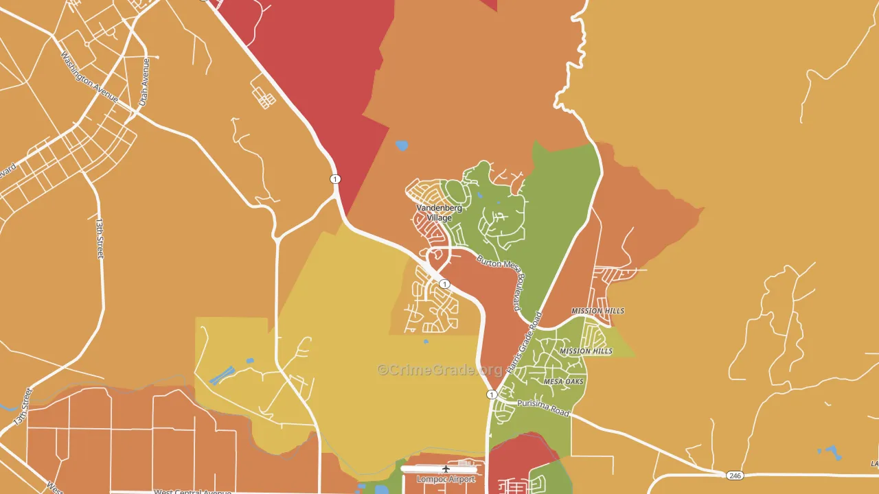 Vandenberg Village, CA Map of Robbery Rates