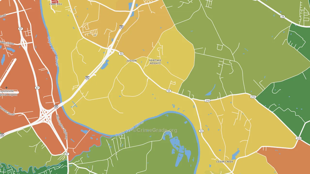 Vander, NC Map of Robbery Rates
