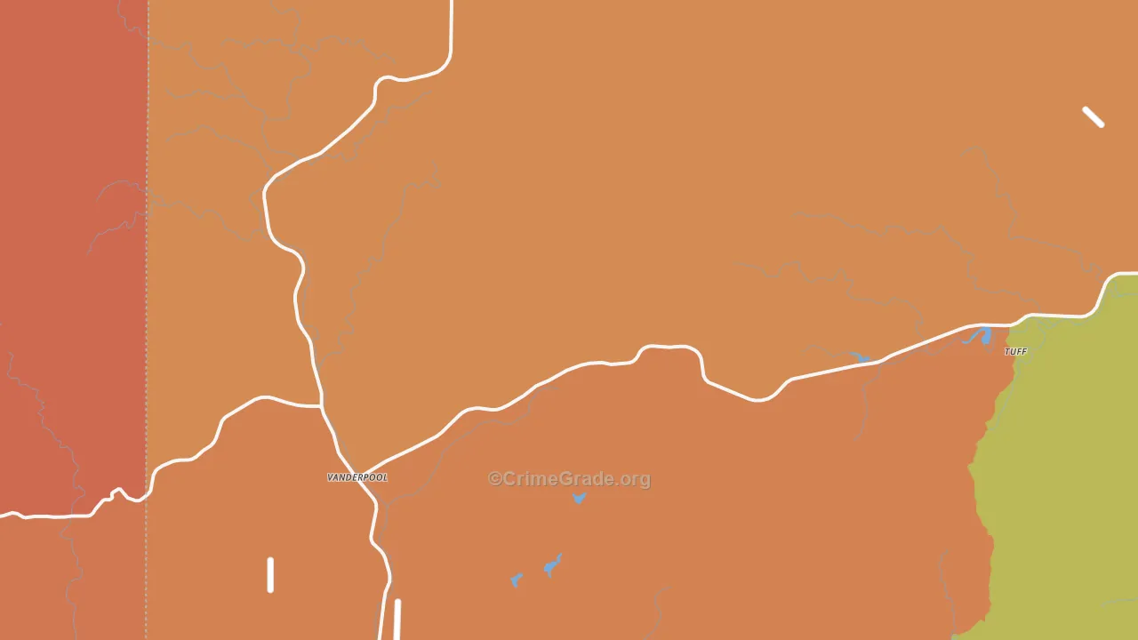 Vanderpool, TX Map of Robbery Rates