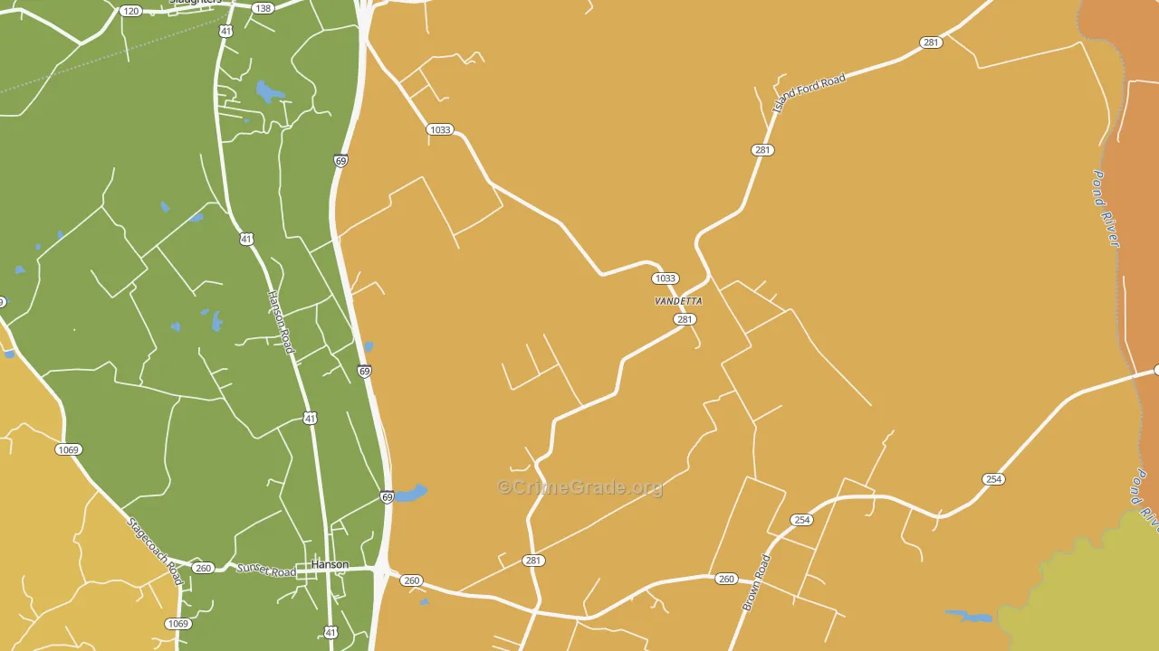 Vandetta, KY Map of Robbery Rates