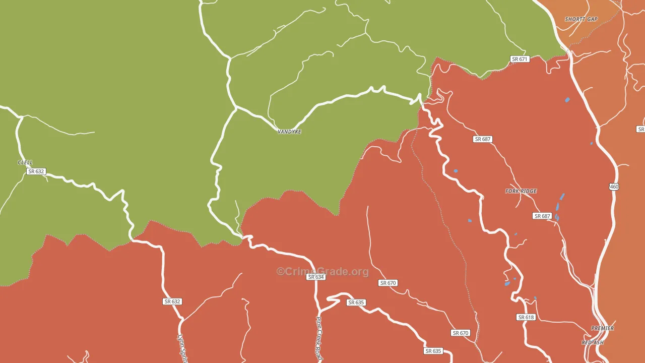 Vandyke, VA Map of Robbery Rates
