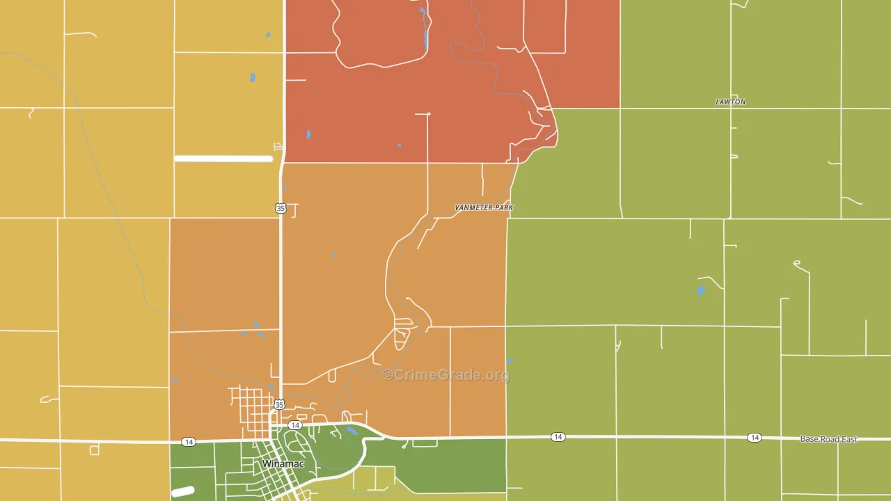 Vanmeter Park, IN Map of Robbery Rates