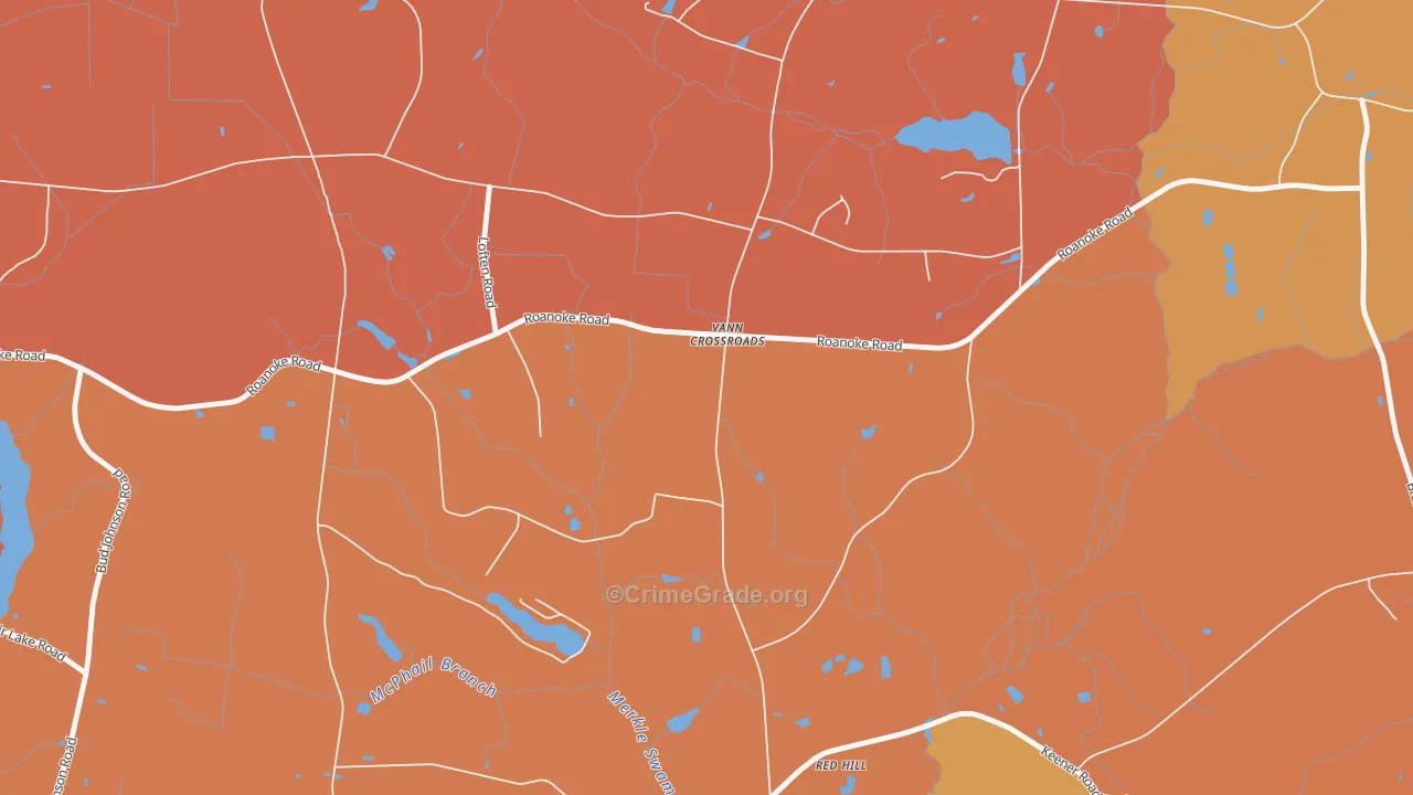 Vann Crossroads, NC Map of Robbery Rates