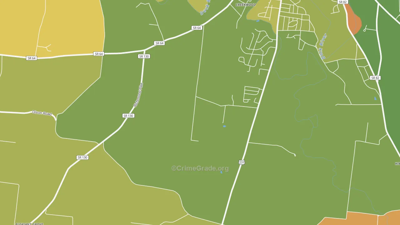 Vannatta, TN Map of Robbery Rates