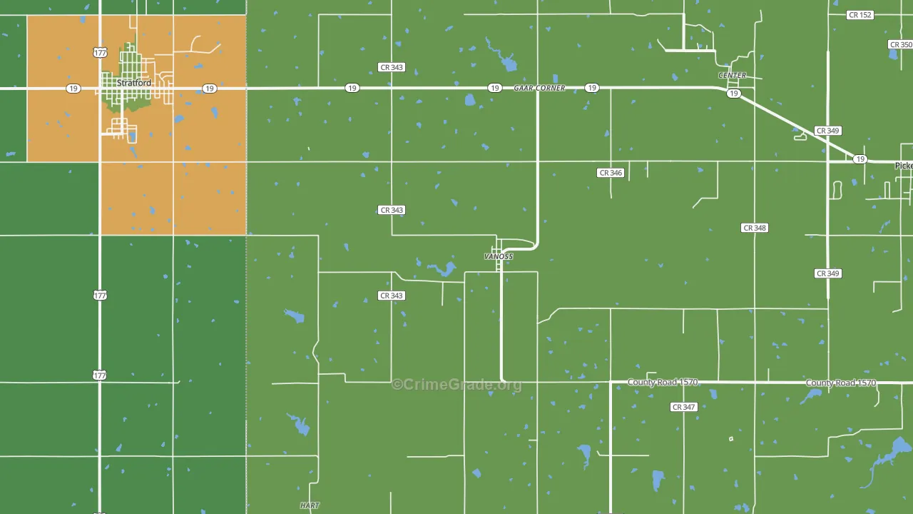 Vanoss, OK Map of Robbery Rates