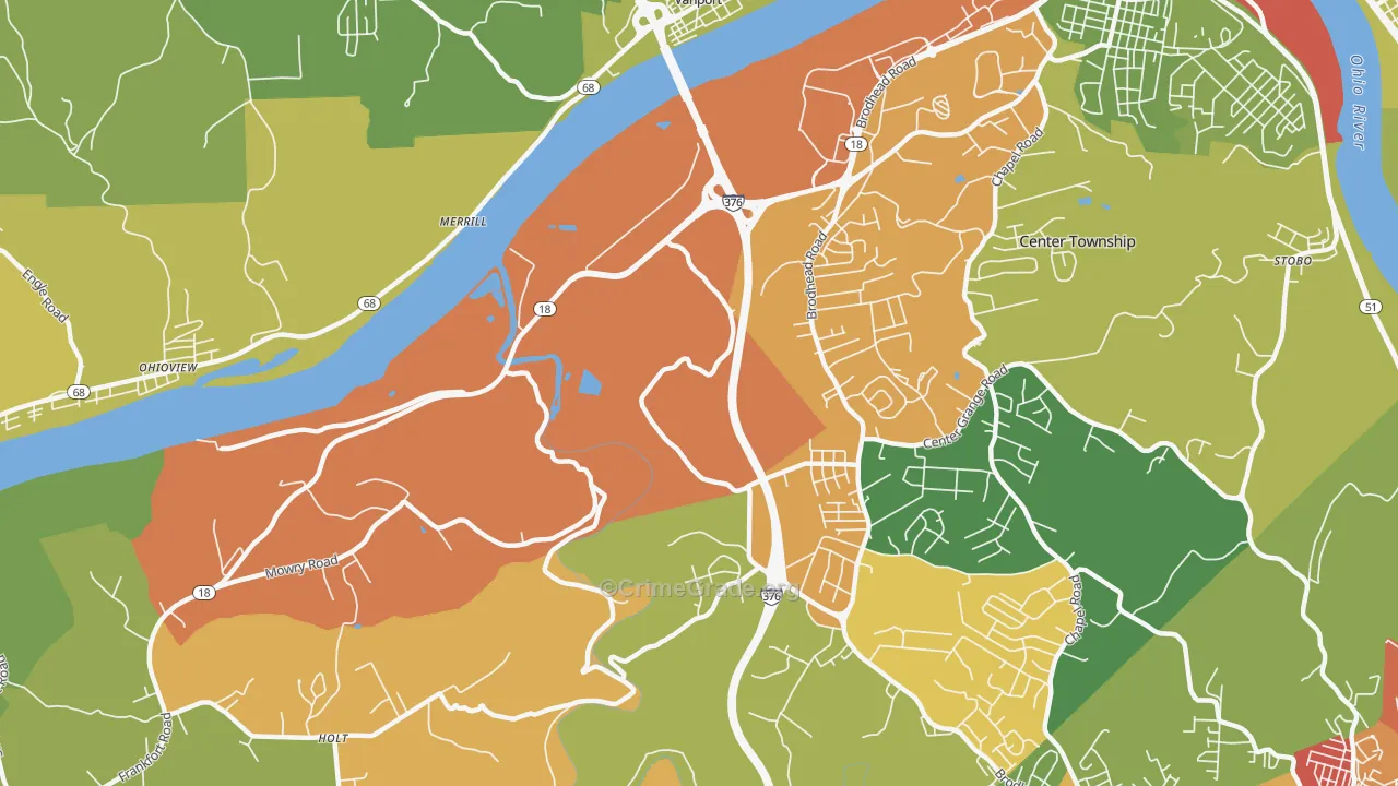 Vanport, PA Map of Robbery Rates