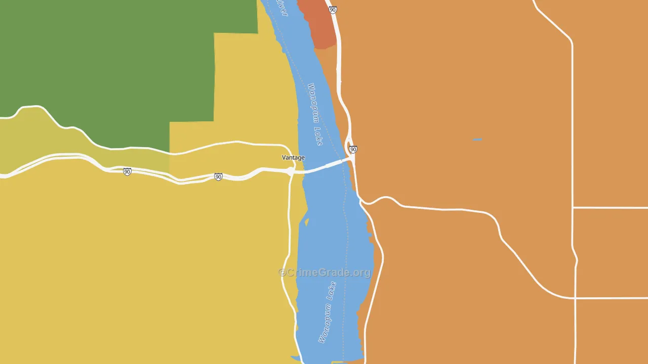 Vantage, WA Map of Robbery Rates