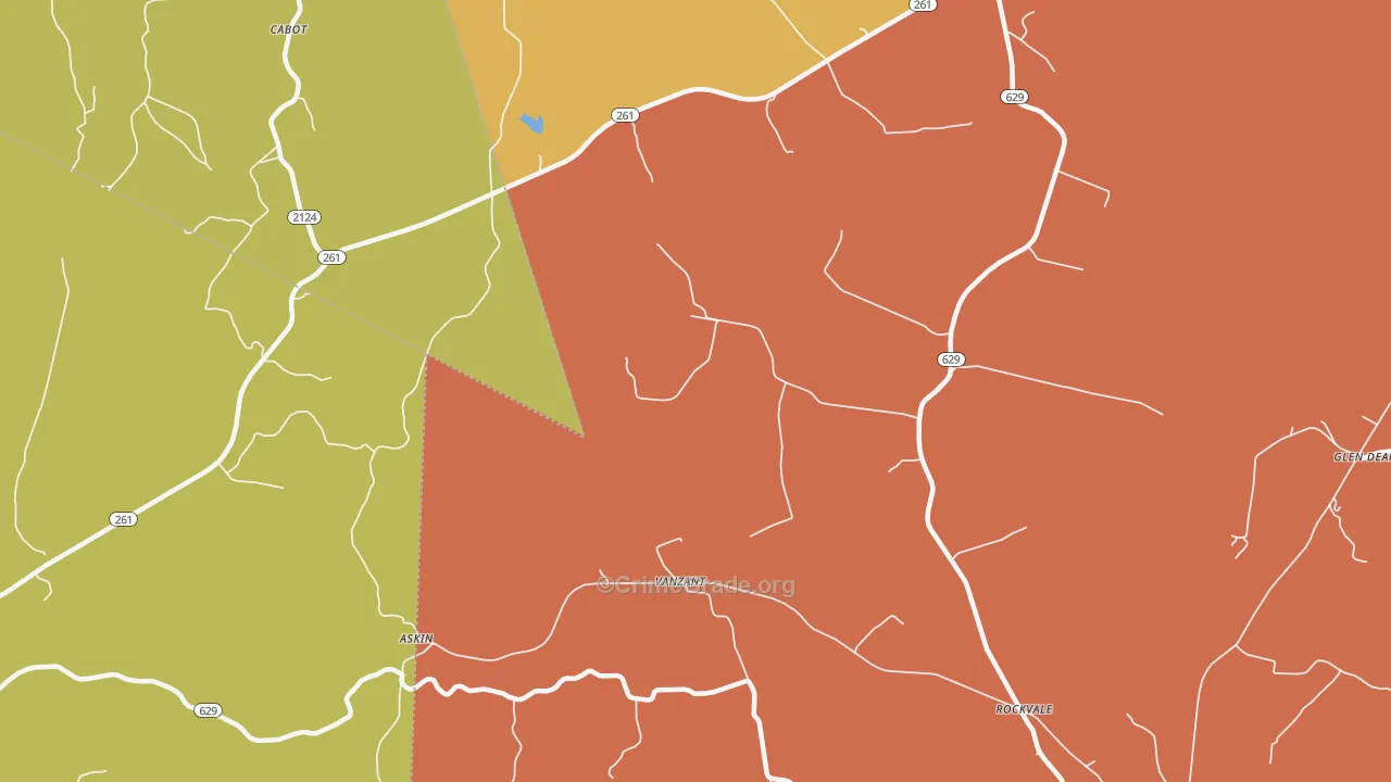 Vanzant, KY Map of Robbery Rates