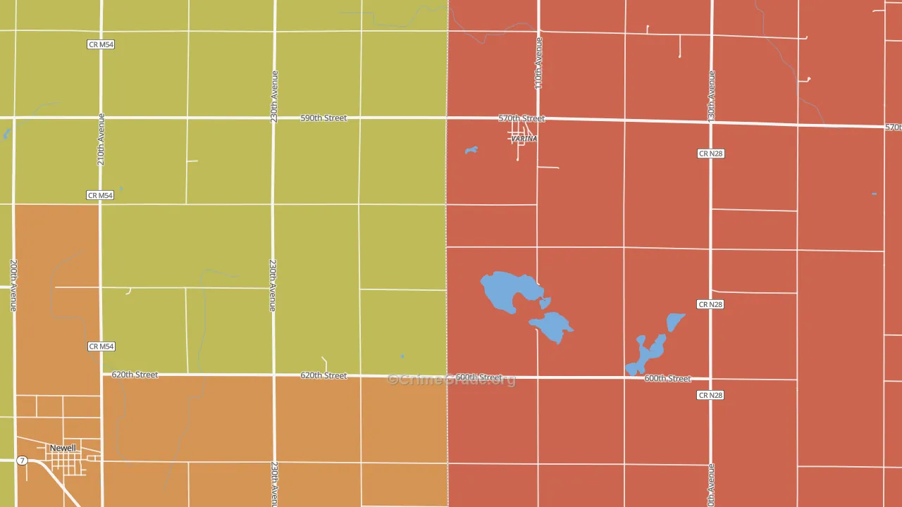 Varina, IA Map of Robbery Rates
