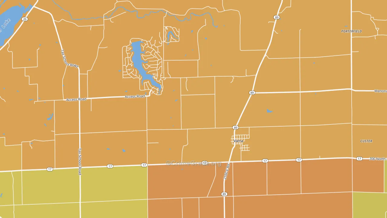 Varna, IL Map of Robbery Rates