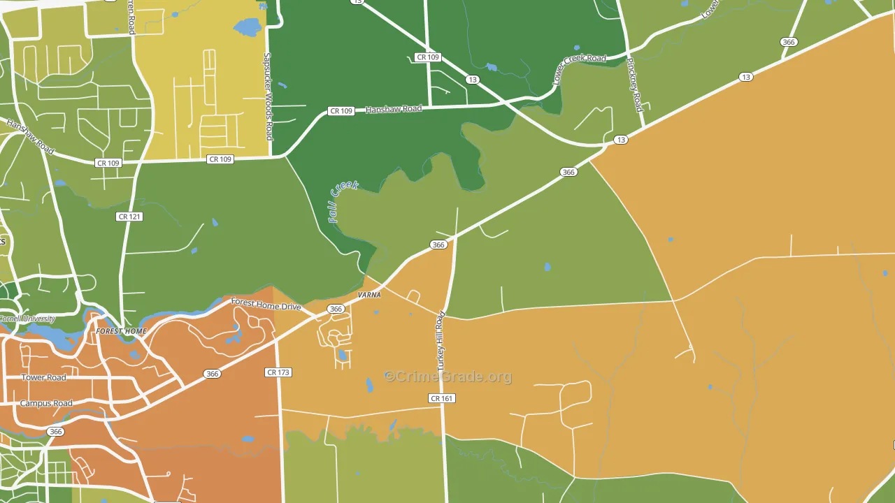 Varna, NY Map of Robbery Rates
