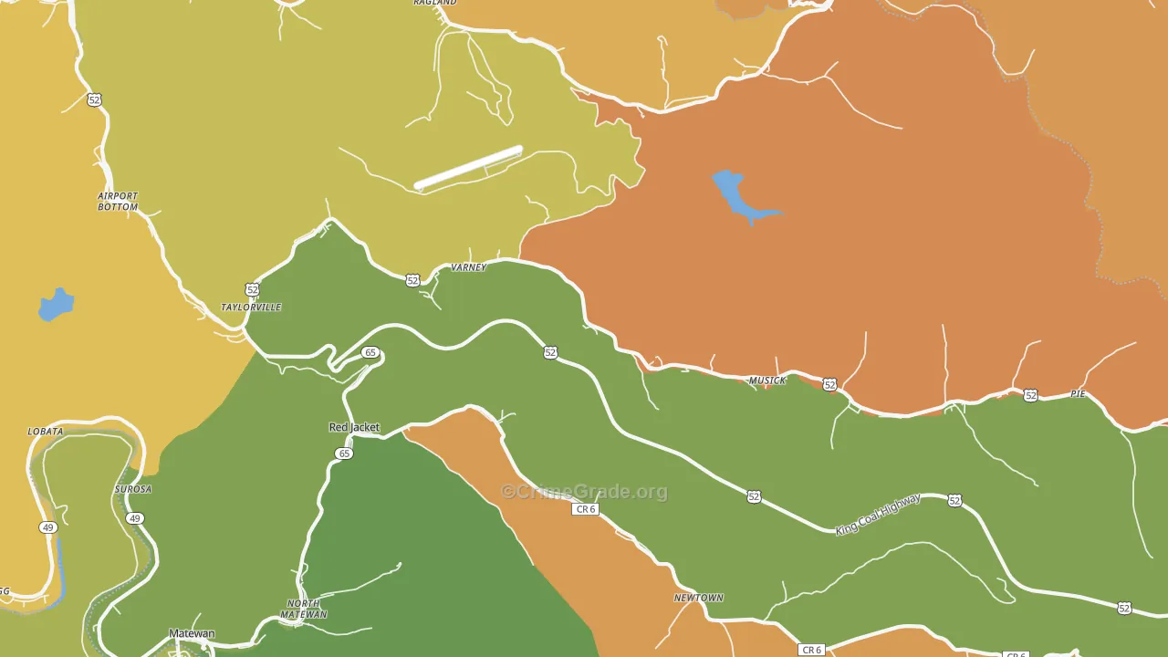 Varney, WV Map of Robbery Rates