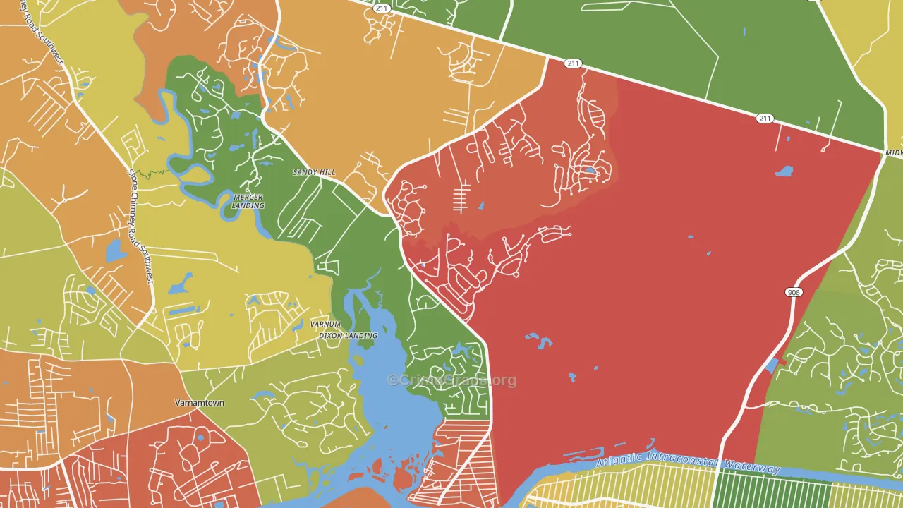 Varnum, NC Map of Robbery Rates