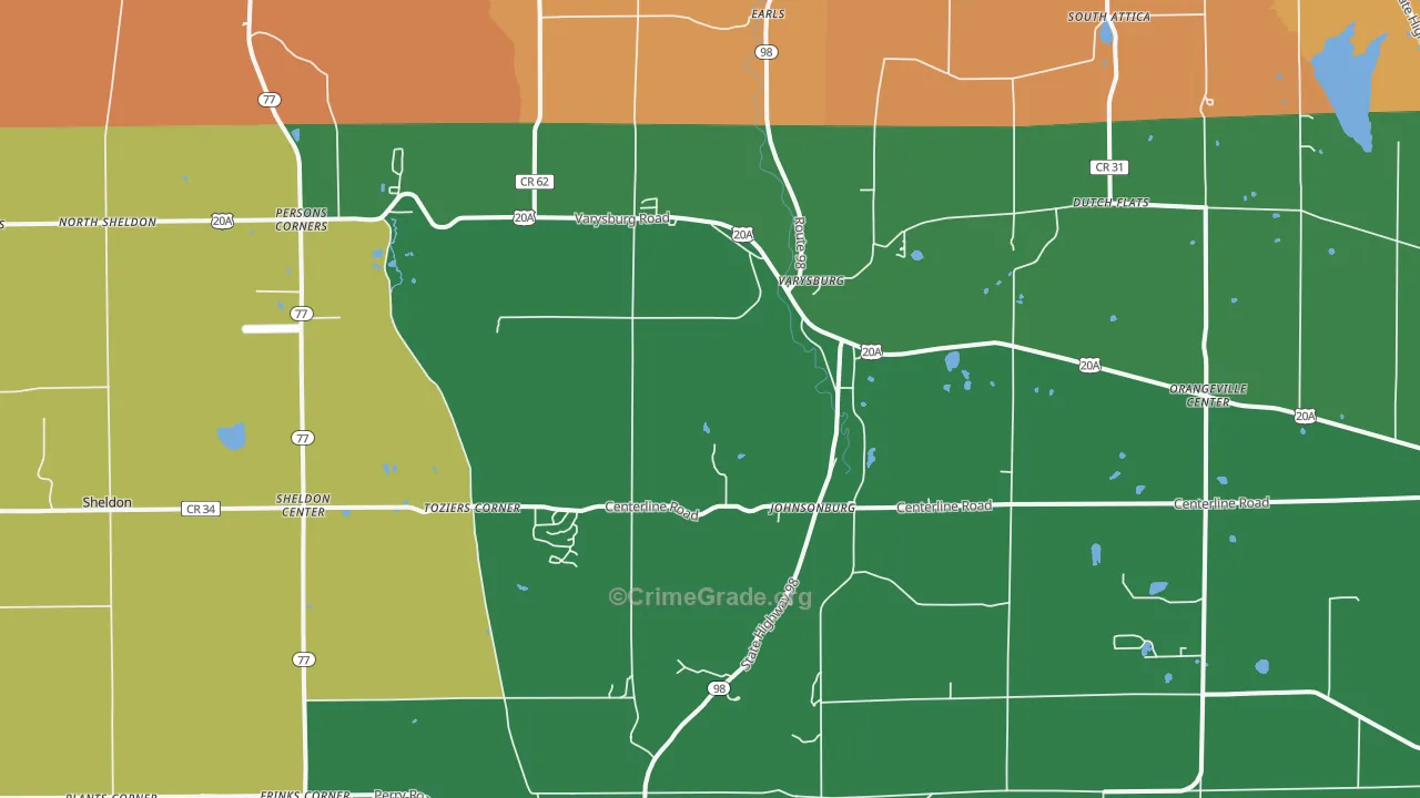 Varysburg, NY Map of Robbery Rates