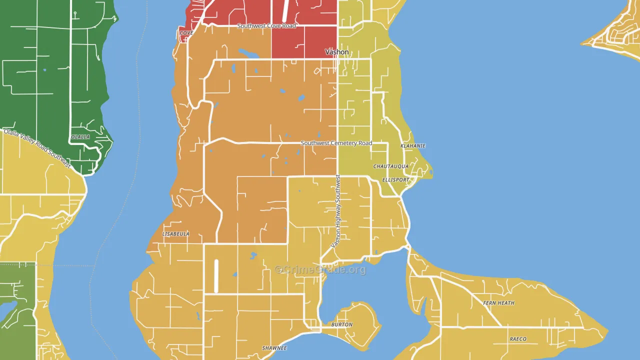 Vashon, WA Map of Robbery Rates