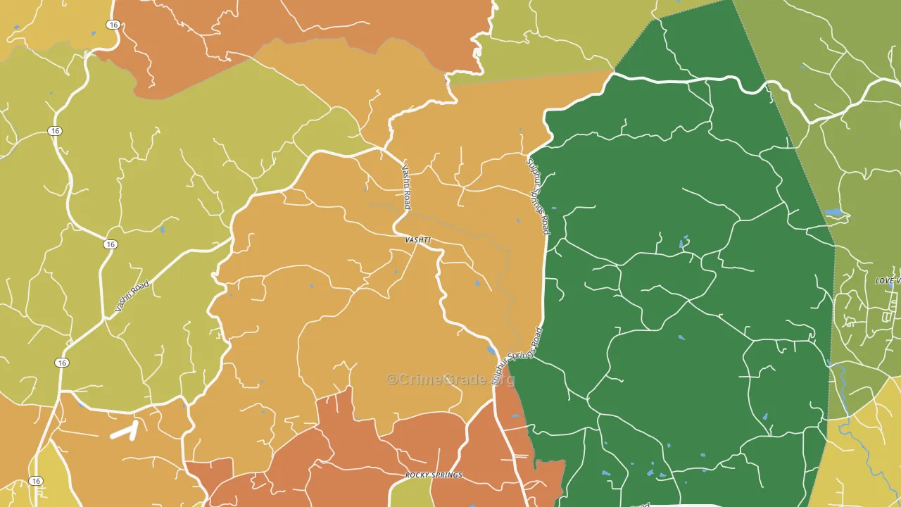 Vashti, NC Map of Robbery Rates