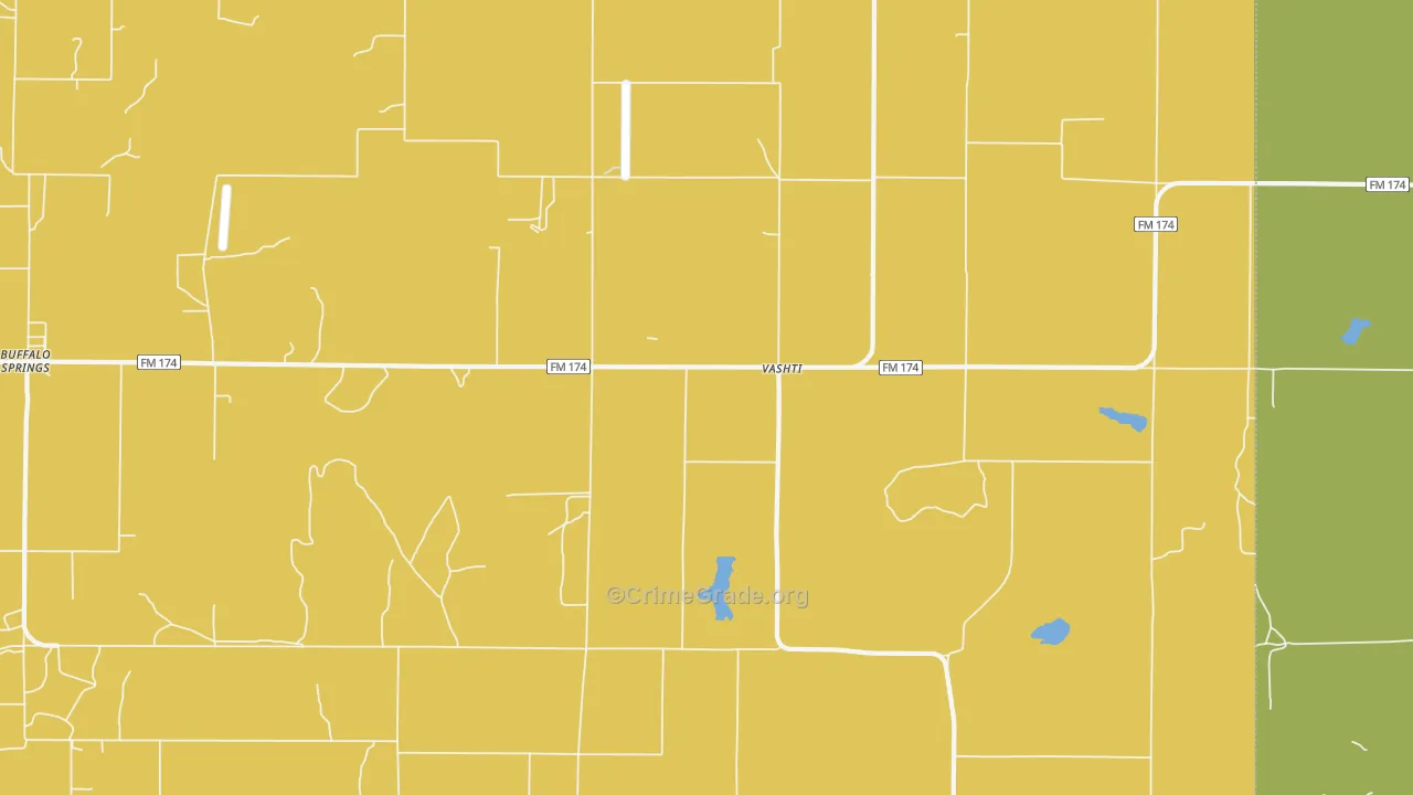 Vashti, TX Map of Robbery Rates