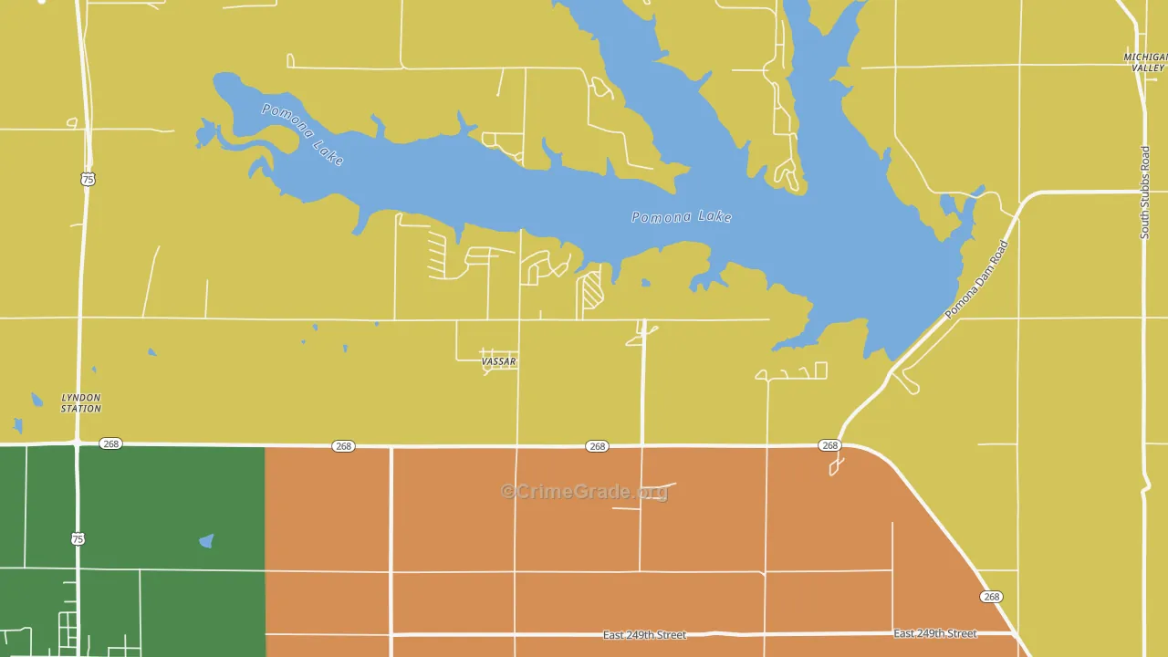 Vassar, KS Map of Robbery Rates