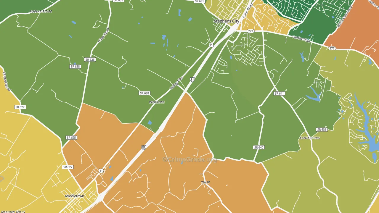 Vaucluse, VA Map of Robbery Rates