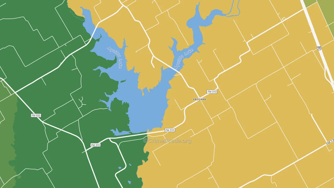 Vaughan, TX Map of Robbery Rates