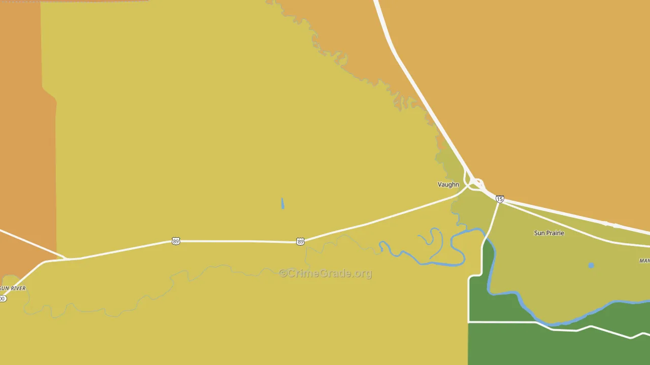 Vaughn, MT Map of Robbery Rates