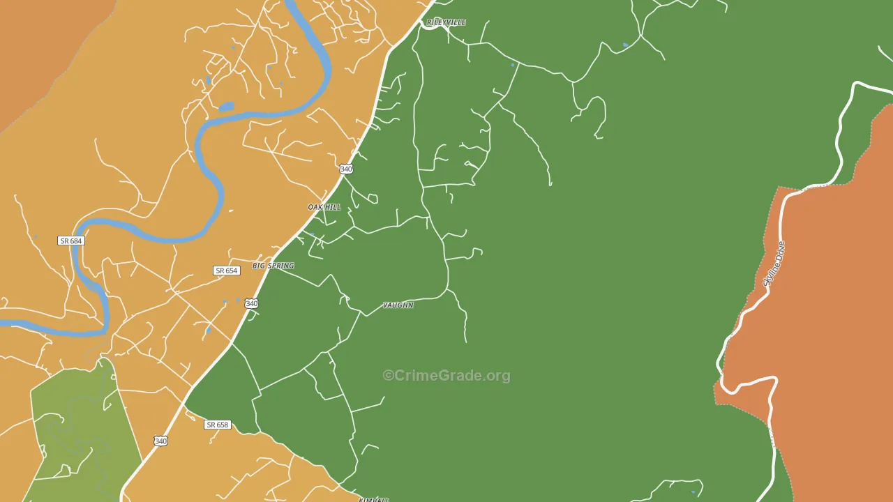Vaughn, VA Map of Robbery Rates