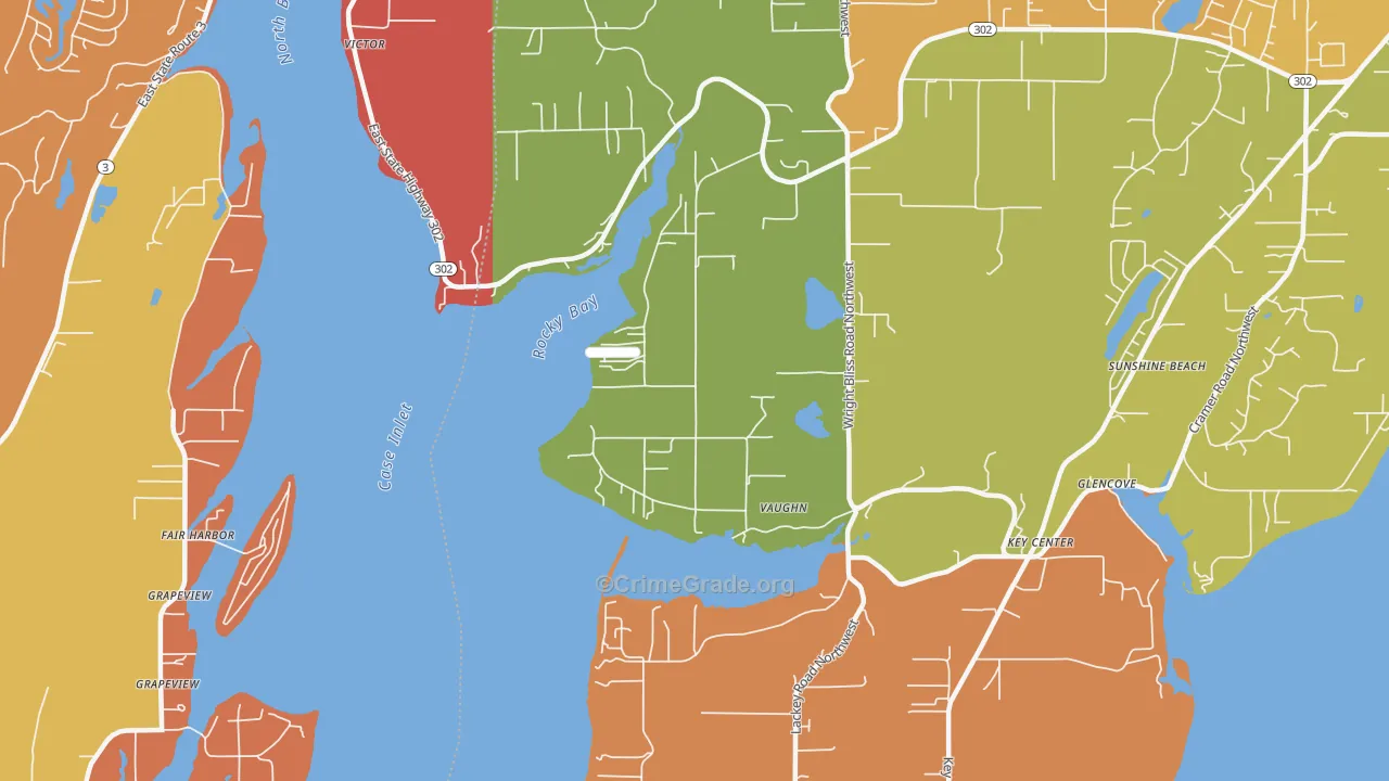 Vaughn, WA Map of Robbery Rates
