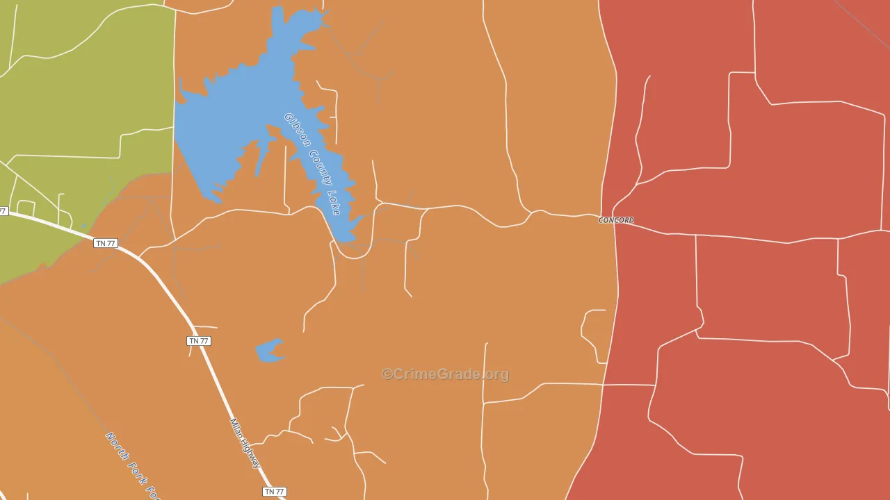 Vaughns Grove, TN Map of Robbery Rates