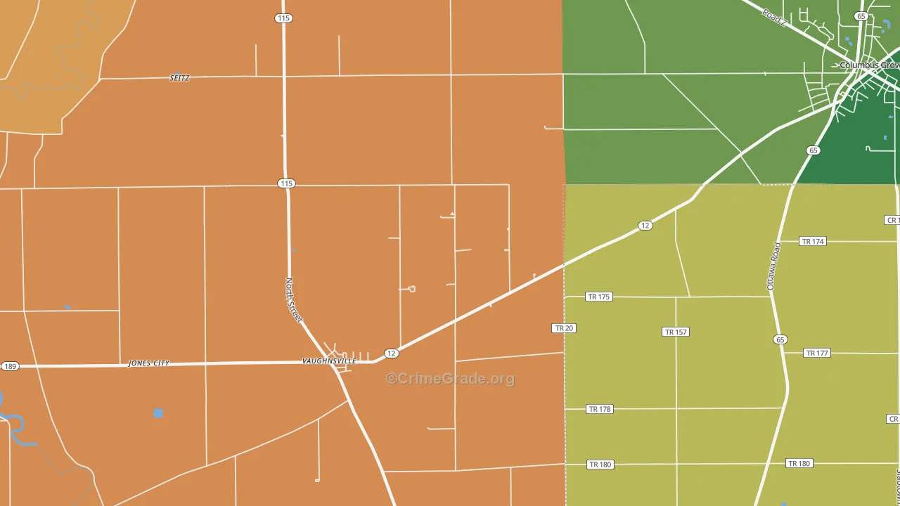 Vaughnsville, OH Map of Robbery Rates