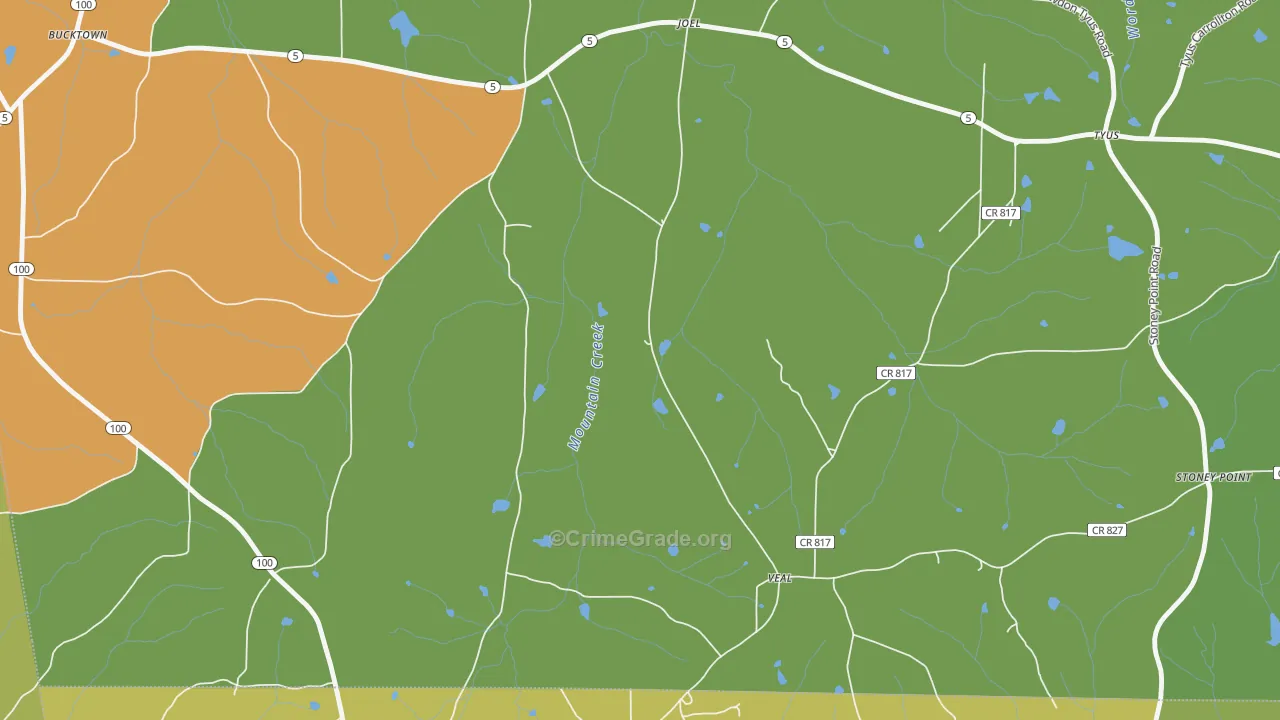 Veal, GA Map of Robbery Rates
