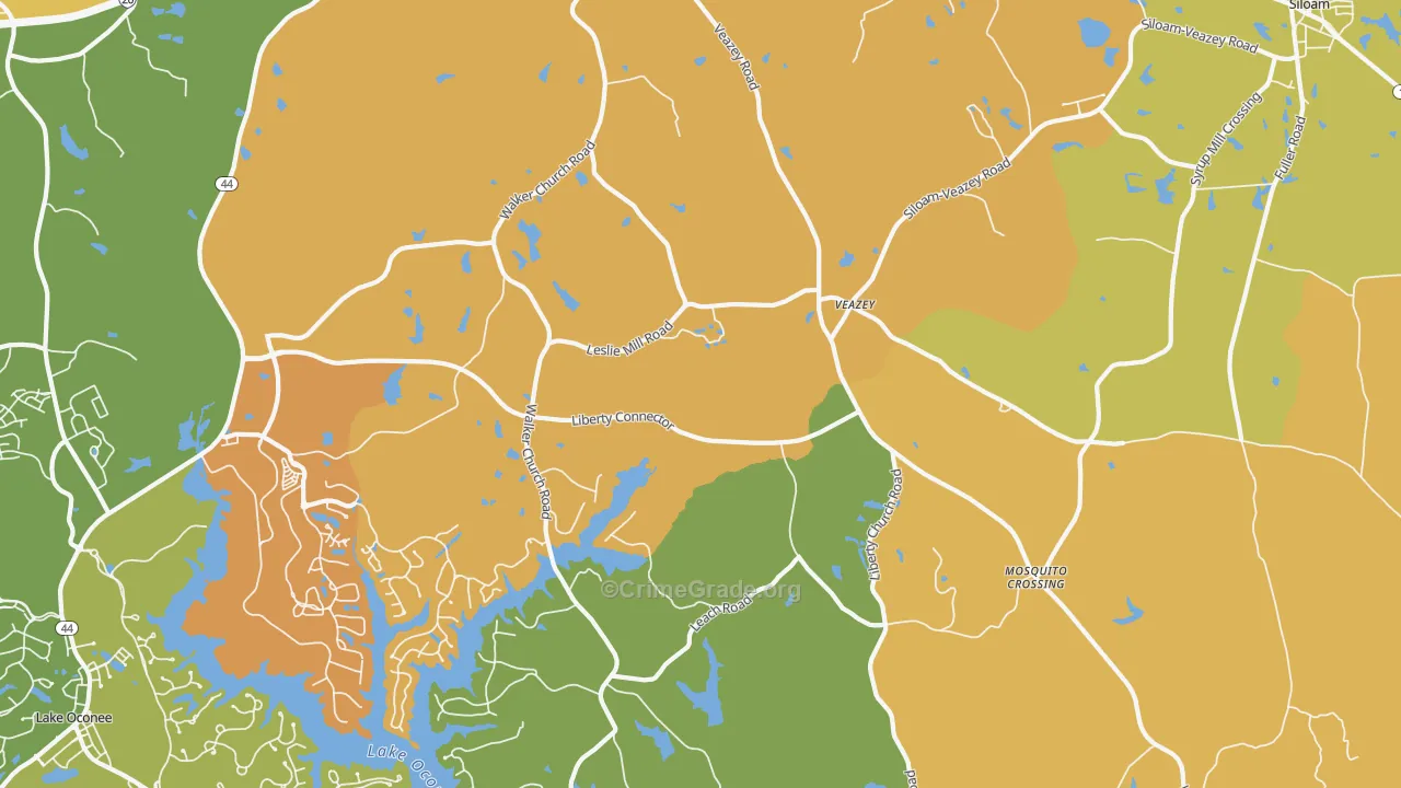 Veazey, GA Map of Robbery Rates