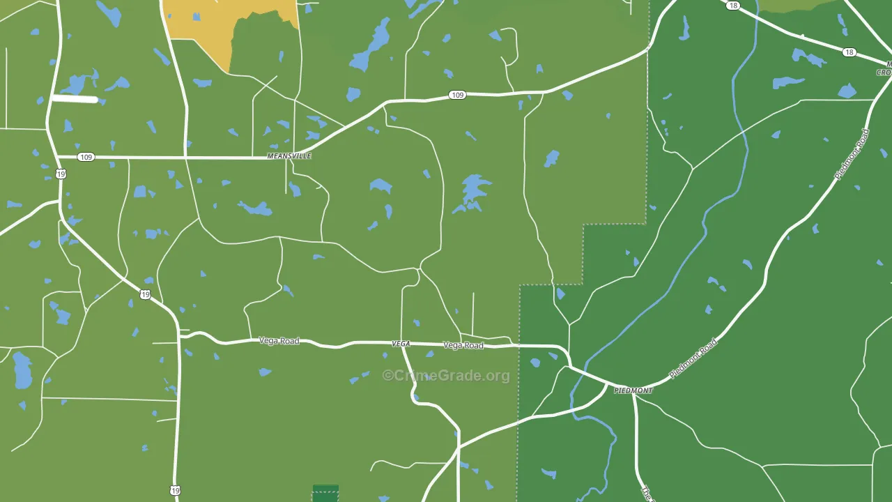 Vega, GA Map of Robbery Rates