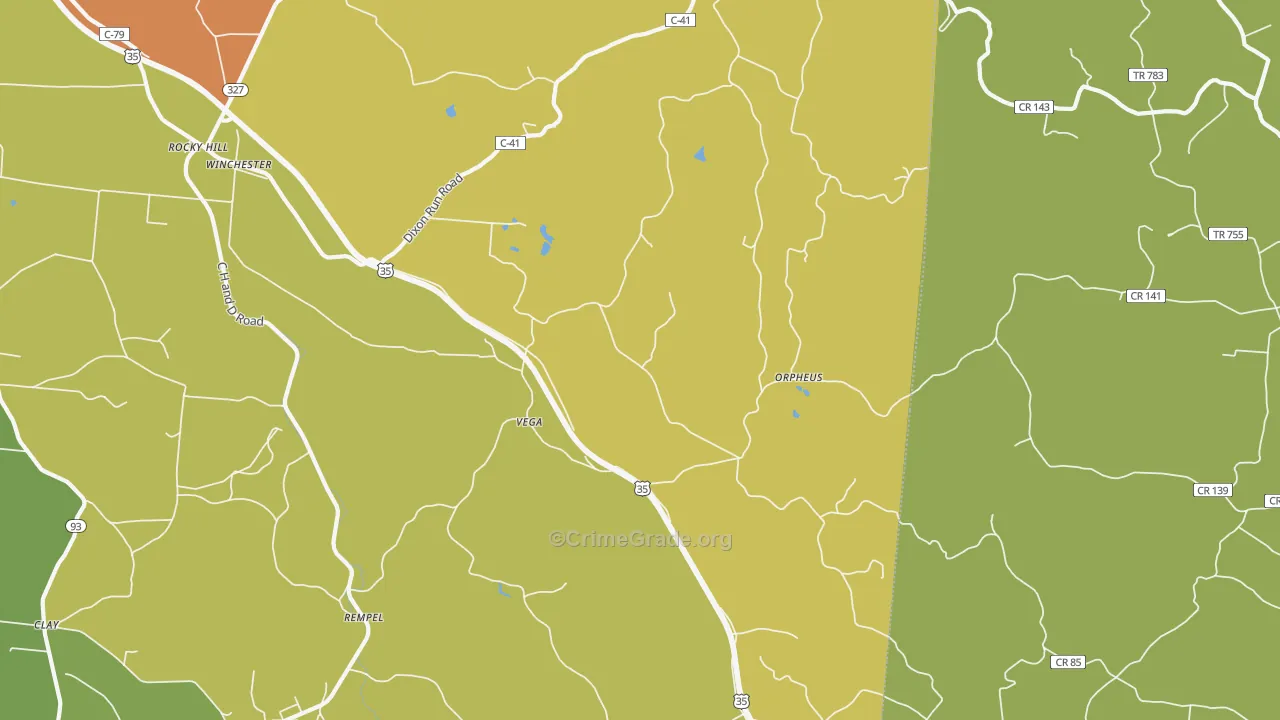 Vega, OH Map of Robbery Rates