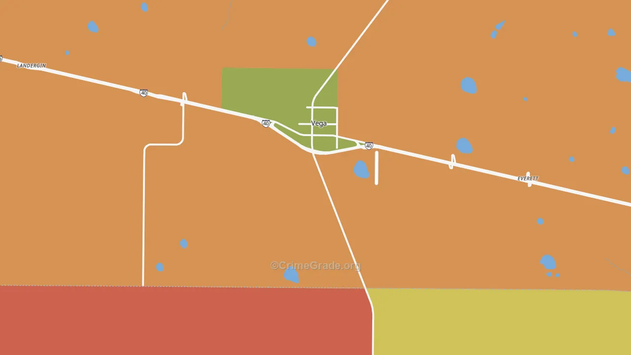 Vega, TX Map of Robbery Rates