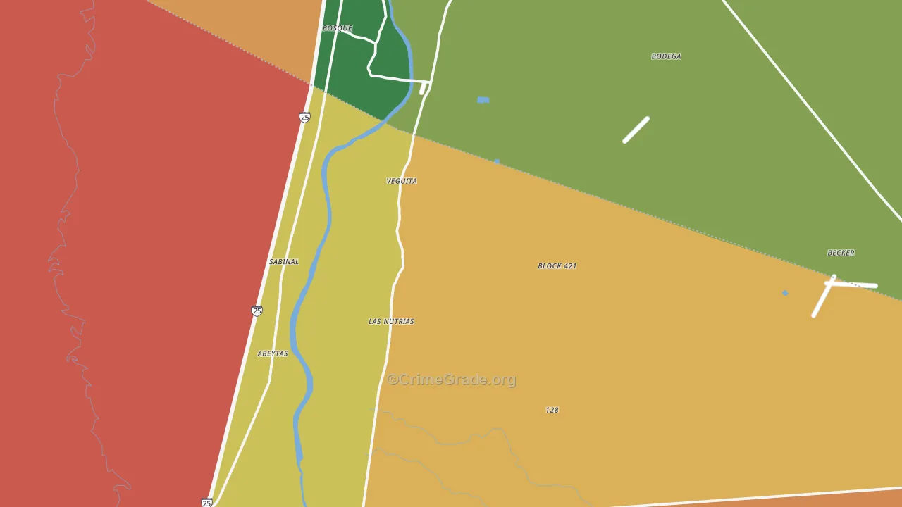 Veguita, NM Map of Robbery Rates