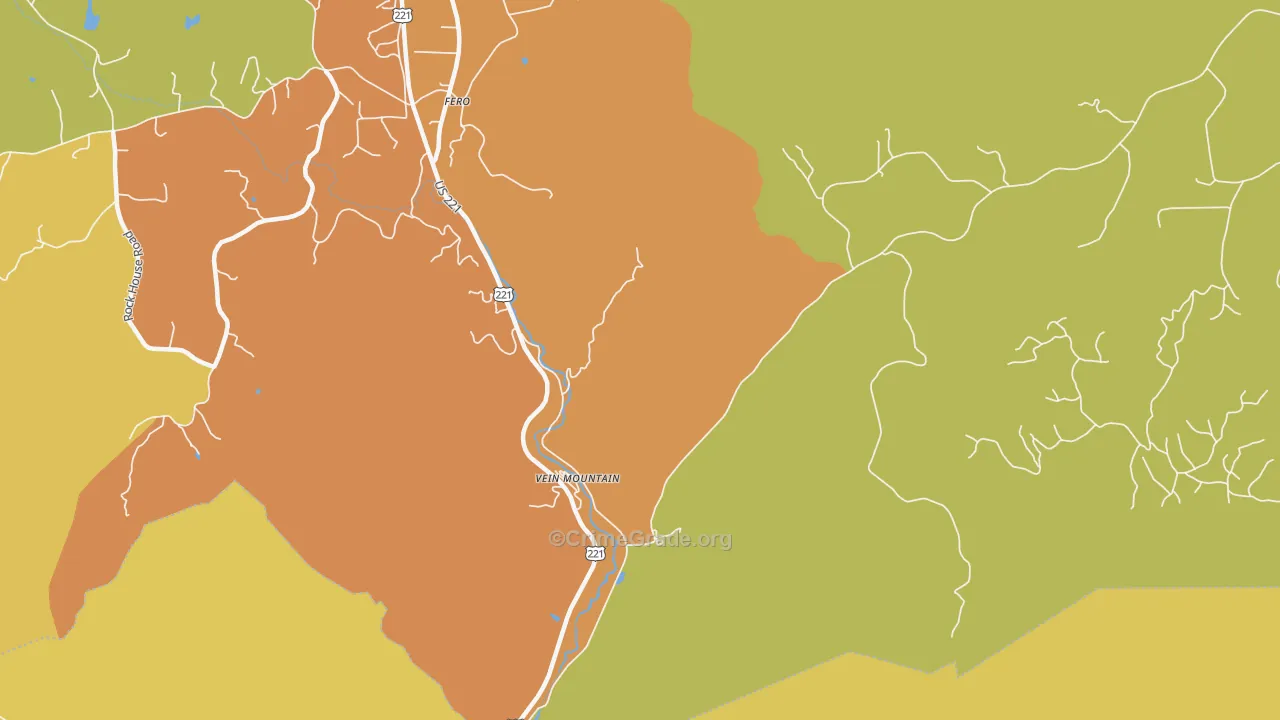 Vein Mountain, NC Map of Robbery Rates