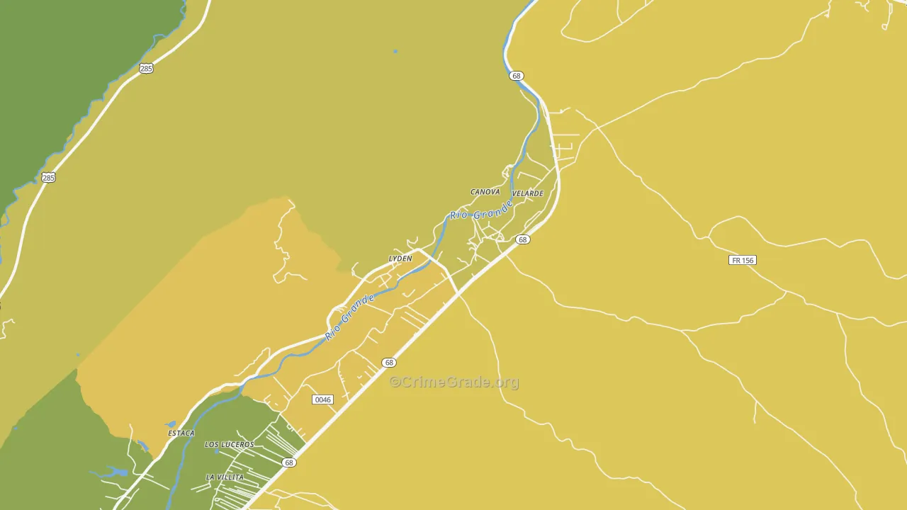 Velarde, NM Map of Robbery Rates