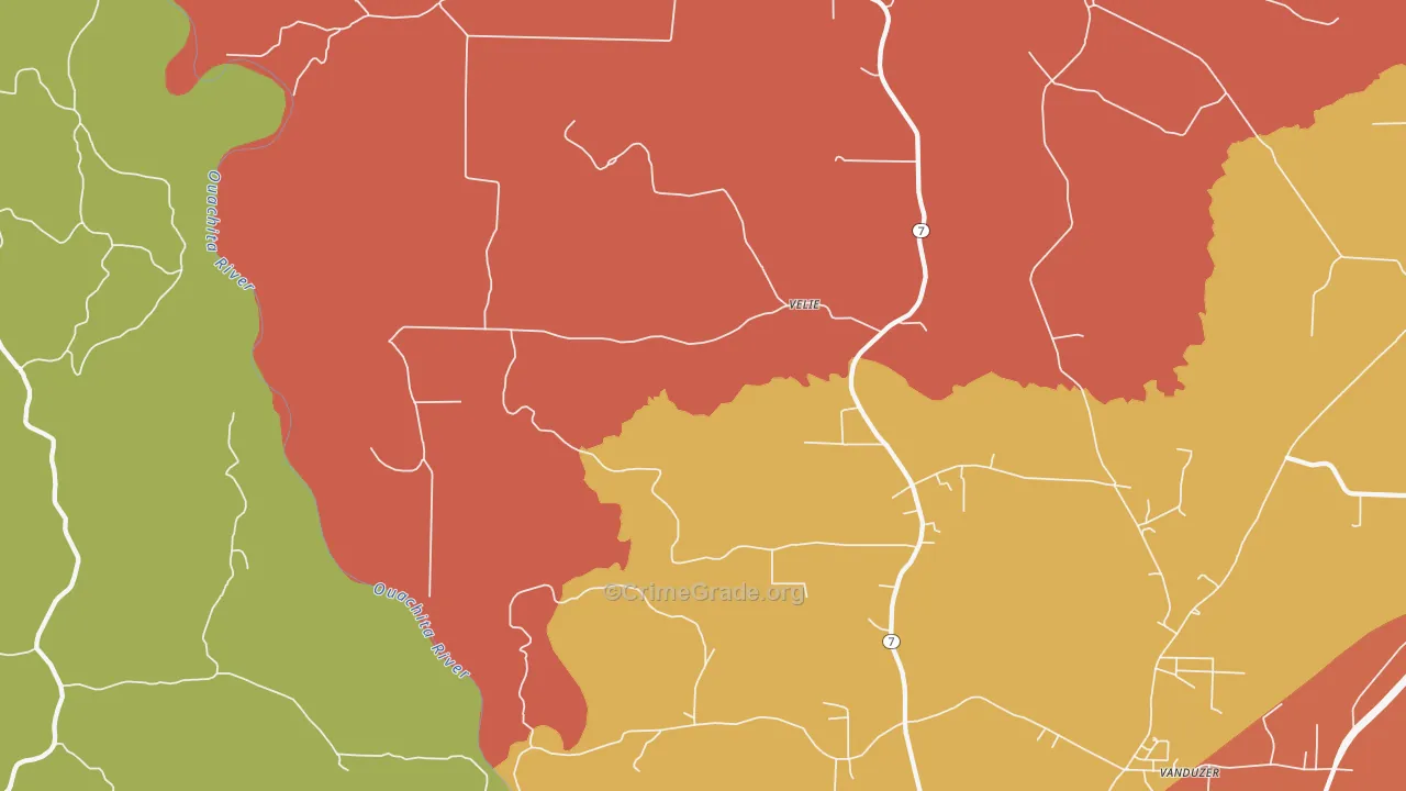 Velie, AR Map of Robbery Rates