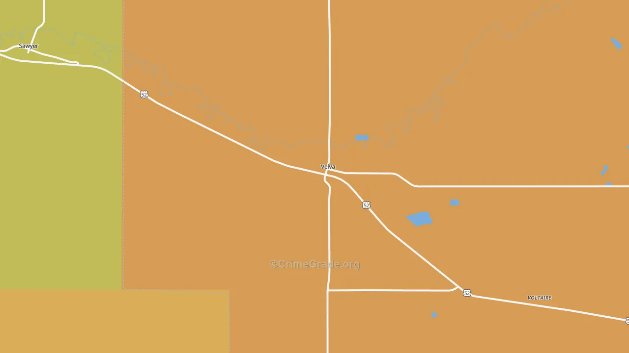 Velva, ND Map of Robbery Rates