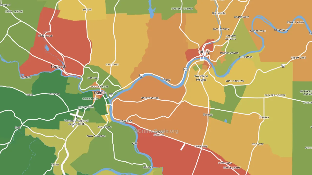 Venango County, PA Map of Robbery Rates