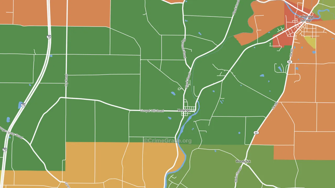 Venango, PA Map of Robbery Rates