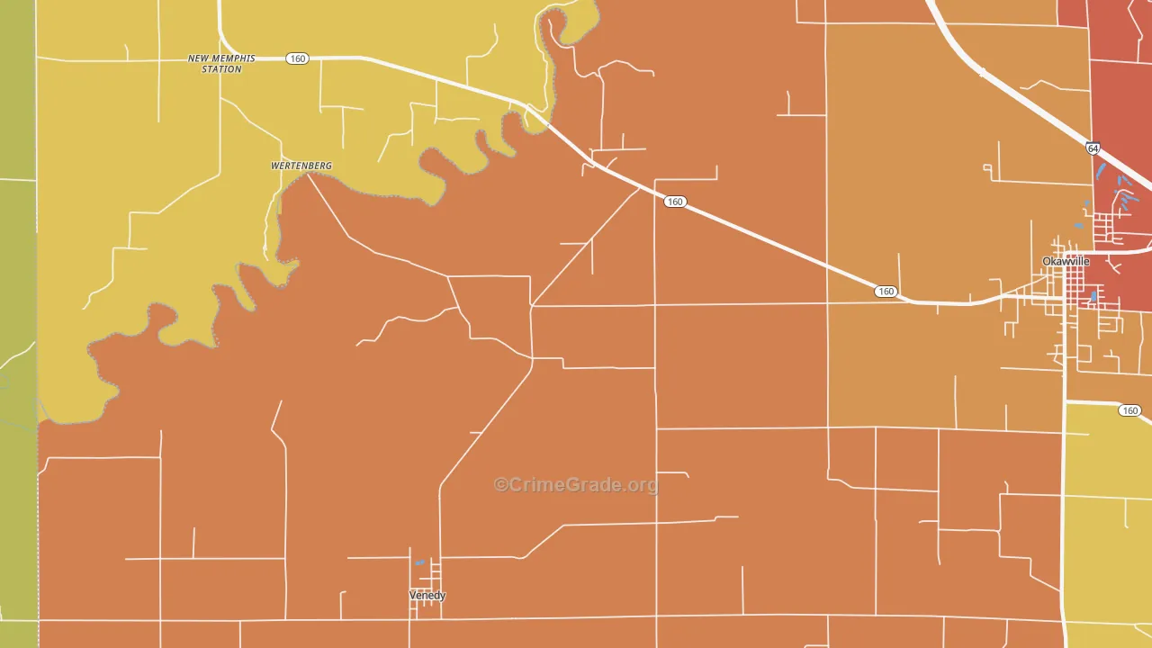 Venedy, IL Map of Robbery Rates