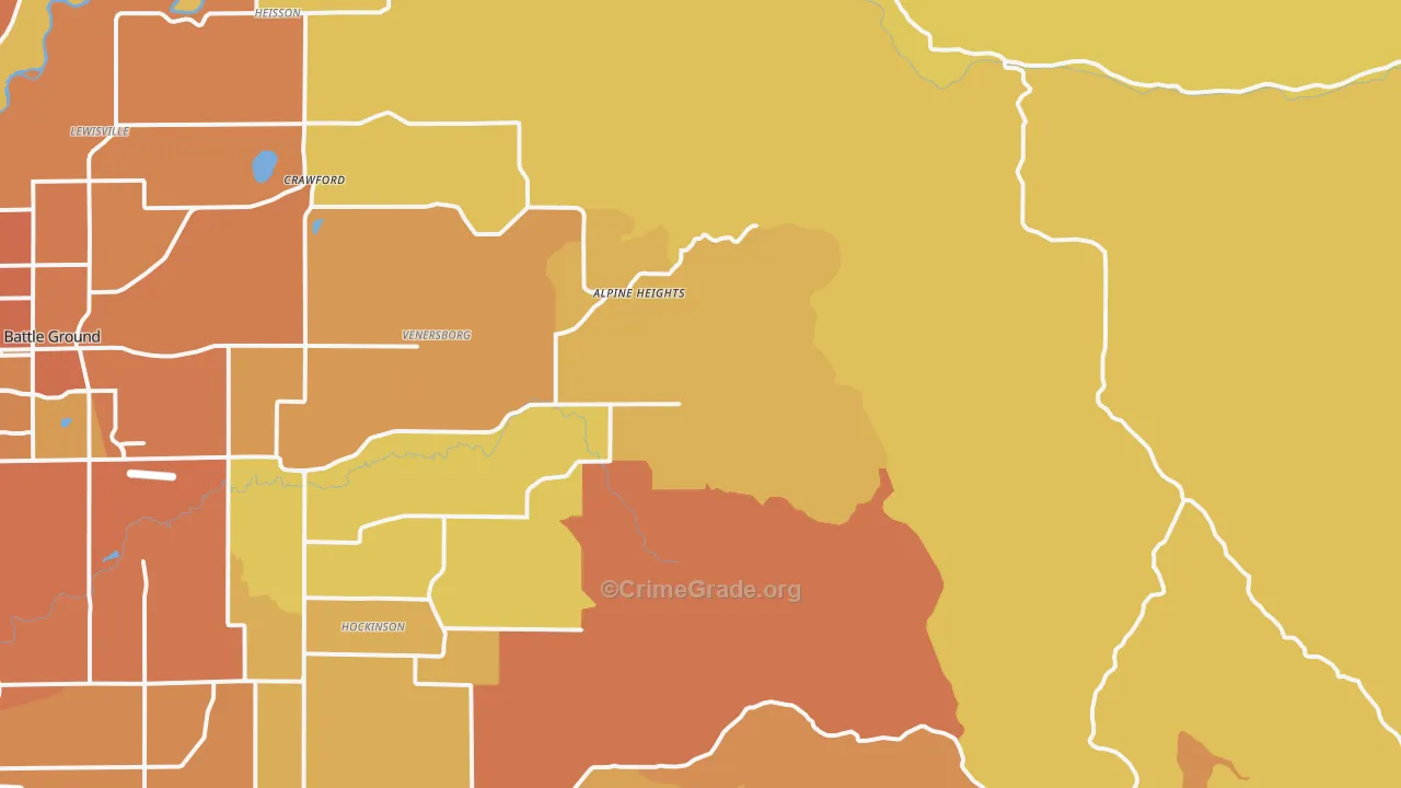 Venersborg, WA Map of Robbery Rates
