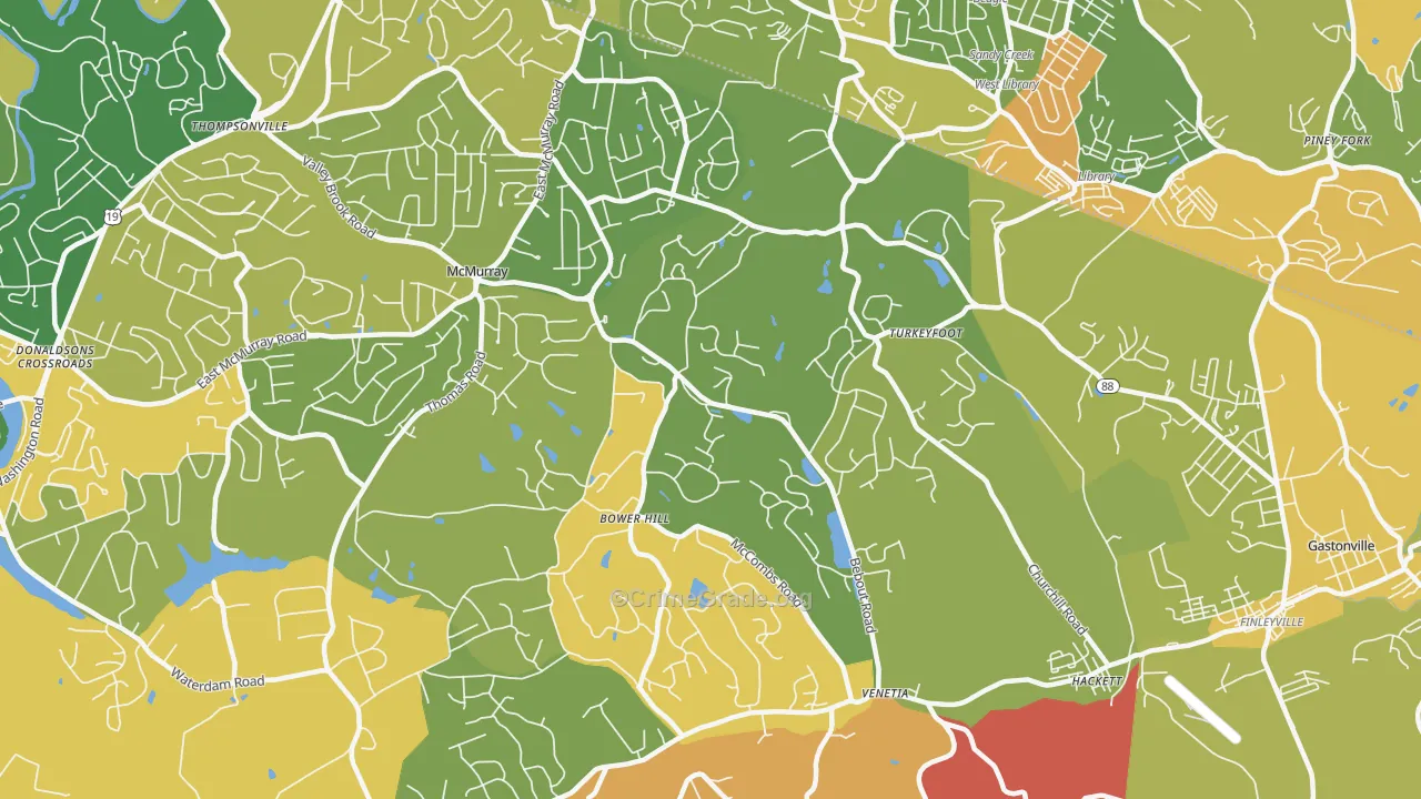 Venetia, PA Map of Robbery Rates