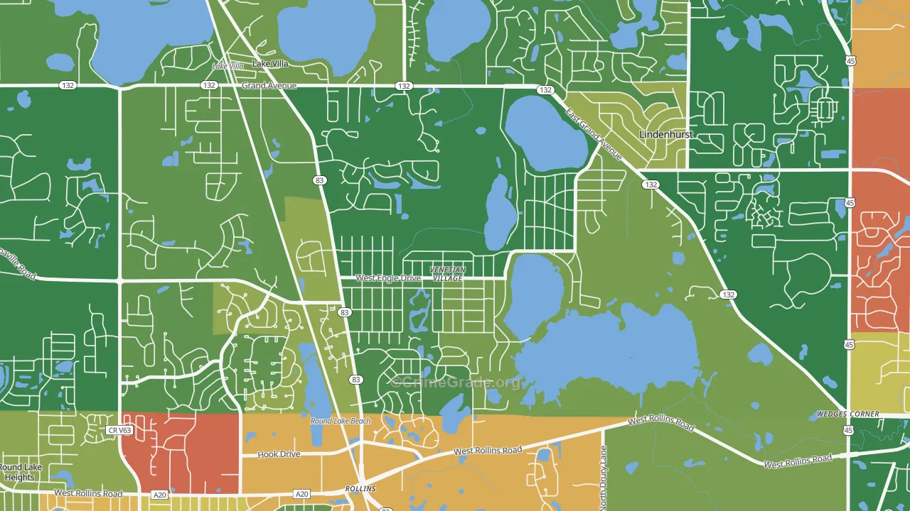 Venetian Village, IL Map of Robbery Rates