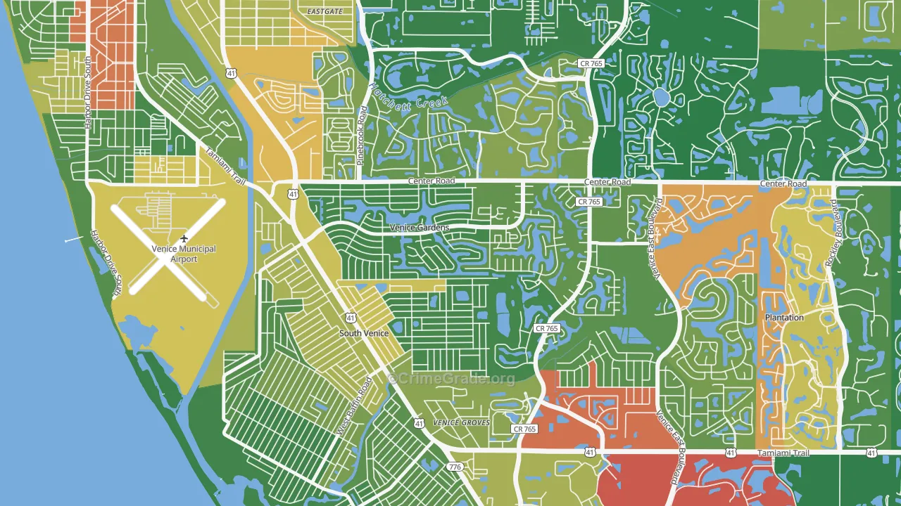 Venice Gardens, FL Map of Robbery Rates